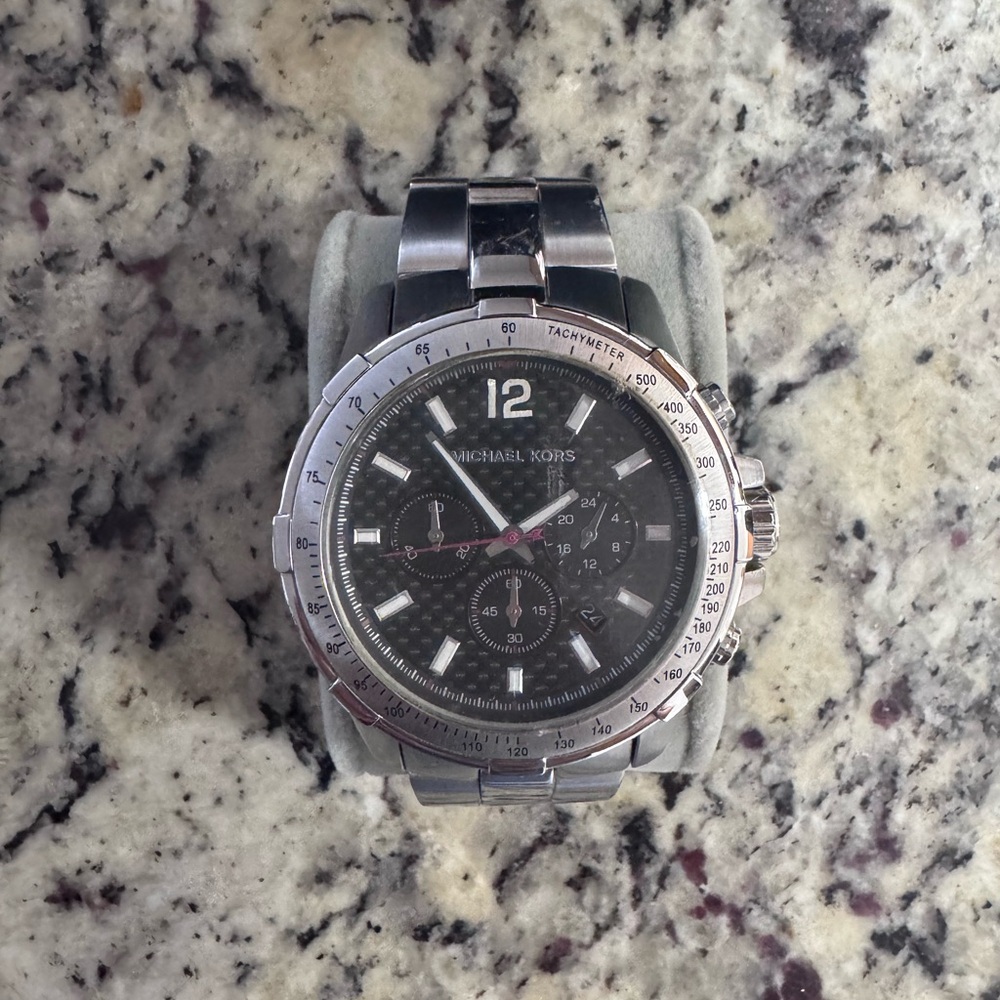 Men’s Michael Kors Black and Silver Watch